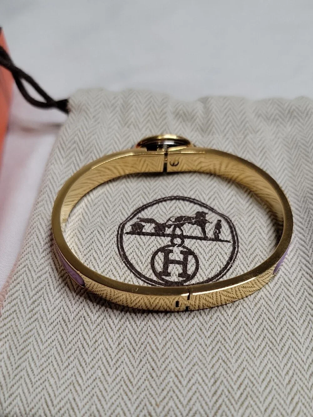 Hermès Mini Clic Chaine D'Ancre Bracelet Gold Finish With Purple Enamel